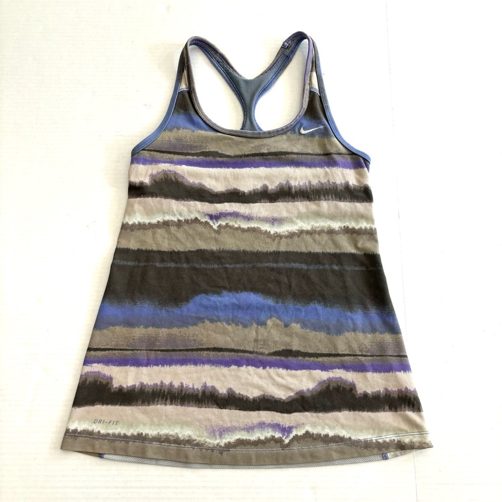 Nike Dri-Fit Running Top Racer Back Tie Dye Stripes Women’s Size S